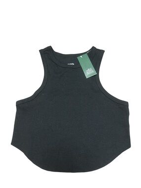 wild fable Black Ribbed High-Neck Cropped Tank